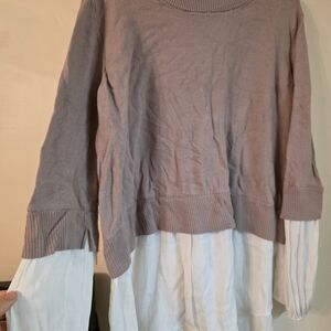 Simply Vera Vera Wang Layered-Look Crewneck Sweater in Mauve and White